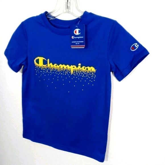 Champion Boys Blue Short Sleeve T-Shirt -O - Picture 2 of 3
